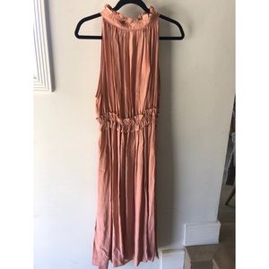 SWF Blush Pink High Neckline Ruffled Dress